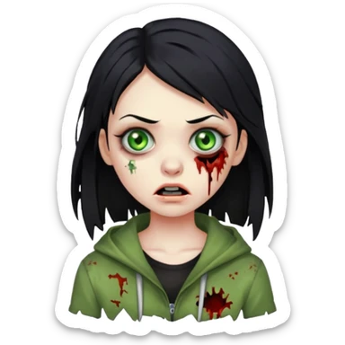 girl zombie with black hair sticker