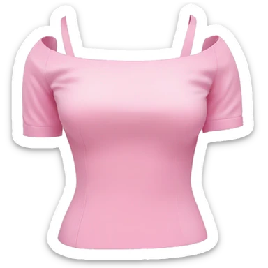 Realistic isolated light bubblegum pink cut out off the shoulder fitted dressy blouse. sticker