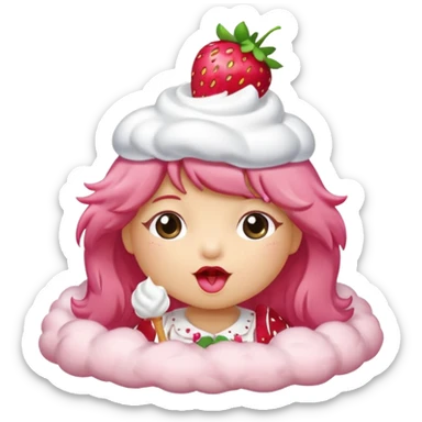 Strawberry shortcake blowing a kiss sticker