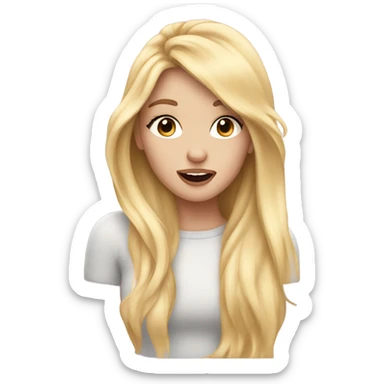 White girl with blonde hair blowing kisses sticker