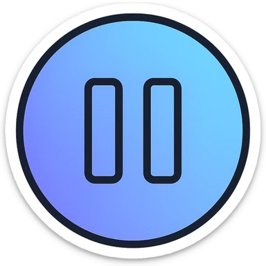 Convert the reference image into a modern and simple music pause emoji with a blue gradient tone. Place a pause icon in the center. Remove the background. sticker