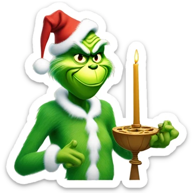 The grinch with a menorah  sticker