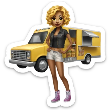 Realistic Catgirl’s lowrider food truck  sticker