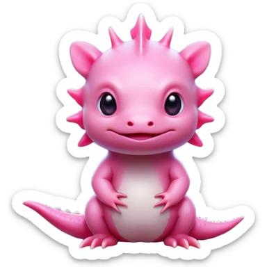 cinematic-[axolotl]-realistic-full-body-sitting-emoji,-head-tilted-dramatically,-pink skin,-simplified-yet-realistic-focused-features,-highly-detailed,-glowing-with-an-almost-sarcastic-glow sticker