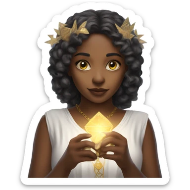 Beautiful angelic girl with tarot cards  sticker