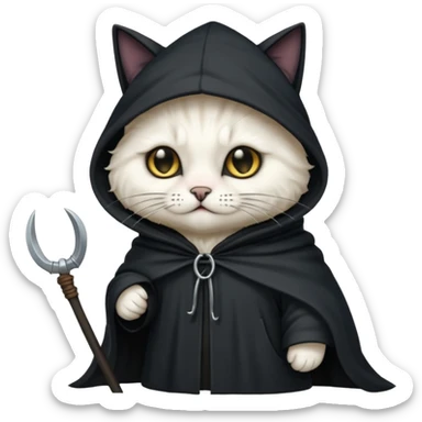 Grim reaper cat sticker