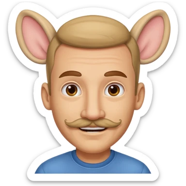 pig huge ears man with mustache sticker