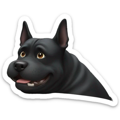 Fat black dog begging at a table sticker