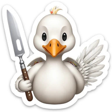 goose holding knife in mouth sticker