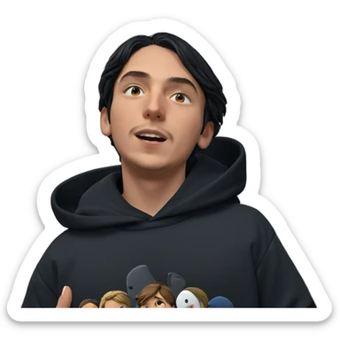 boy in black hoodie sticker