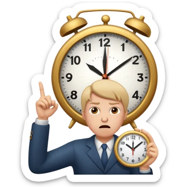 Emoji saying now maybe a clock and ur pointing at it like times up maybe sticker