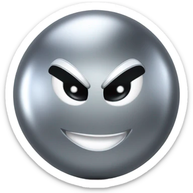 shiny metal ball that has the smooth, reflective surface of steel, with Kirby-style eyes—those simple, oval, black eyes with a white highlight, giving it a cute and expressive look. Now, this metal ball has four car wheels attached to it sticker