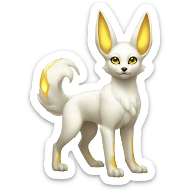 Shiny White Angelic Godly Electric Albino Umbreon. cyan eyes and cyan markings. Golden Anubis-rings. full body sticker