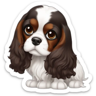 Cavalier king charles noir marron blanc sticker