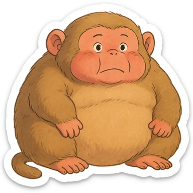 ghibli style super fat monkey sticker