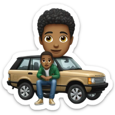  Boy sat on Range rover  sticker