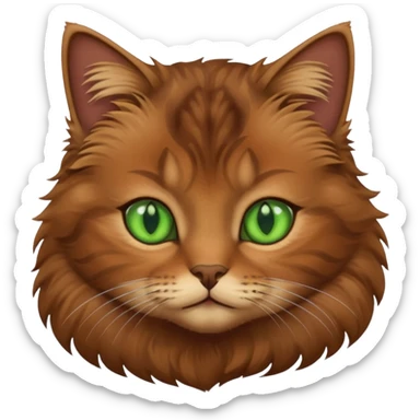 eine braune flauschige niedliche katze mit grünen augen die augen sollen nicht leuchten sondern matt sein und mit verschiedenen brauntönene das fell sticker