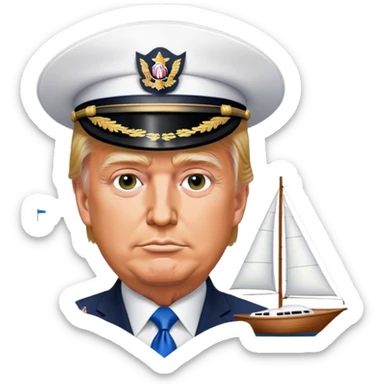 President Trump manning a sailboat sticker