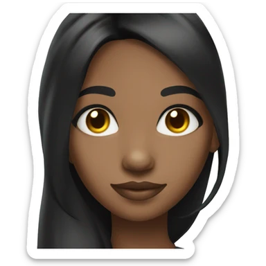 A African American girl with long black hair and nails side eying  sticker