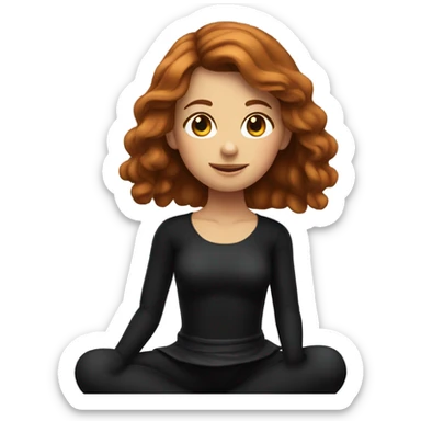 full body girl with chestnut hair sitting in black costume on the floor sticker