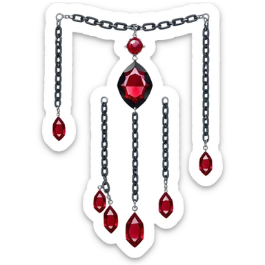 Epic Hanging suncatcher, chains with shiny sparkly with ruby-gemstones and obsidian-gemstones,  sticker