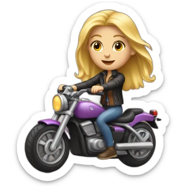 Blond girl on motorbike sticker
