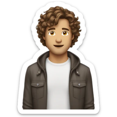 homme blanc avec des cheveux bruns mi-long qui écoute de la musique 🎧  sticker