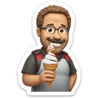 andy reid eating ice cream, cookies, and cake while saying bundle-rooski-doooo sticker