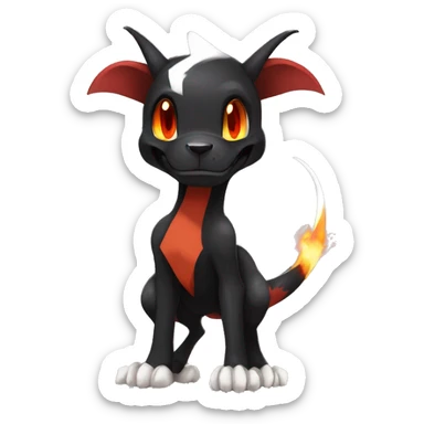 Black Cool Edgy Anthro Houndoom-Charizard Fakémon  with White and Red Edgy markings sticker