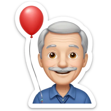 Grandpa floating with balloon sticker