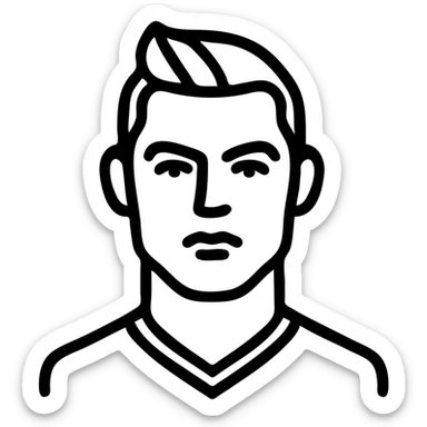Cristiano Ronaldo as a bold outlined icon, stylized hair and facial features sticker