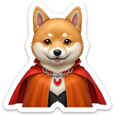 Shiba Dog in red dracula collar cloak sticker