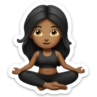 Meditating black long hair Mexican girl with black yoga set sticker