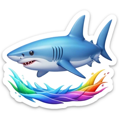 Shark swimming in rainbow ocean sticker