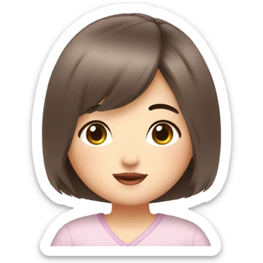 girl short bob cut chubby cheeks asian sticker