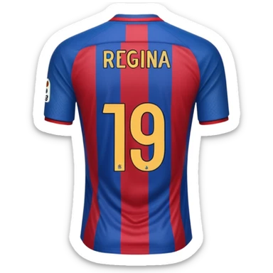 buat costum hanya pakaian dan dari belakang barcelona nama punggung regina dan nomor punggung 19 sticker
