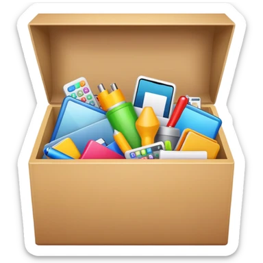 Box full of desktop objects  sticker