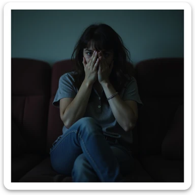 persona seduta da sola in una sala d’attesa vuota, espressione di disagio e frustrazione, atmosfera fredda e poco accogliente, dettagli iperrealistici 4K sticker