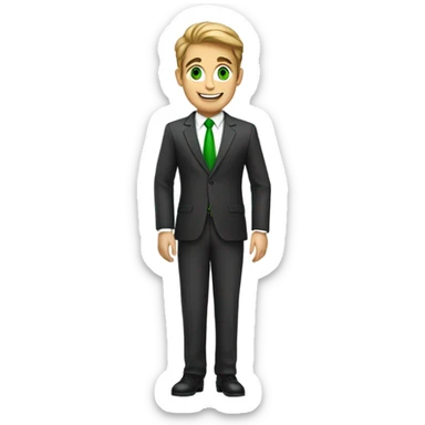 full body Happy green eyed handsome man in suit  sticker