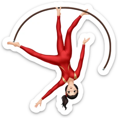 Acrobacias aereas en tela mujer blanca con pelo marrón o negro  sticker