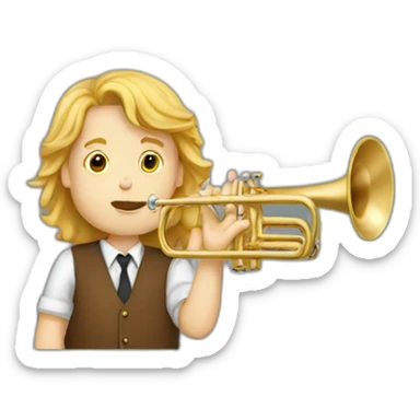 White boy with long hair playing trumpet sticker