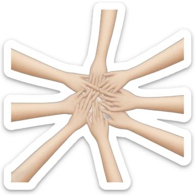 circle of white skin hands touching each other sticker