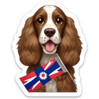 Brown Fur English cocker spaniel Holding Nepal Flag sticker