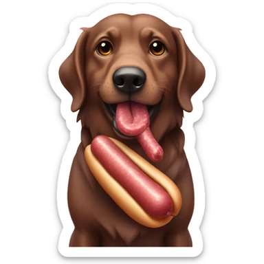 Perro salchicha con lazos rosas comiendo dulce  sticker