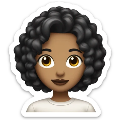 Tan skin,black short wavy hair,thick lips,small nose,big eyes sticker