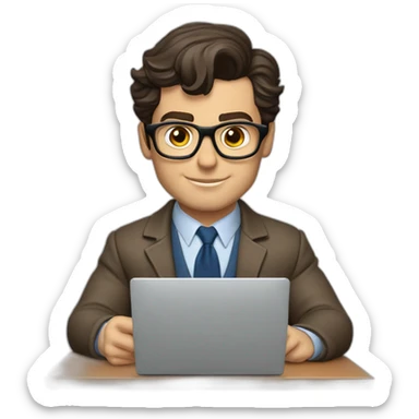 henry cavill clark kent using a laptop front view sticker