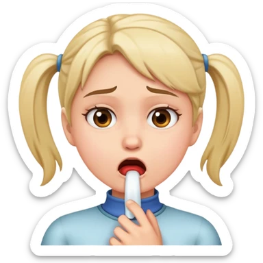 Girl holding throat annoyed sticker