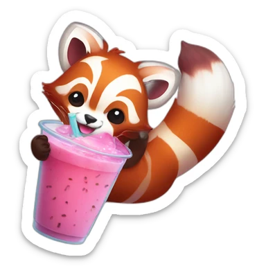 red panda drinking taro bubble tea sticker