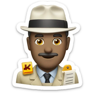 Man inspector with a sign that says Копипаст sticker