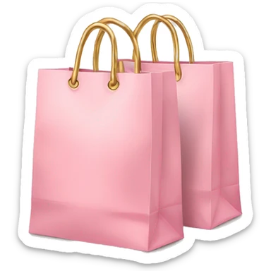Two Soft pink shopping bags with gold handles sticker